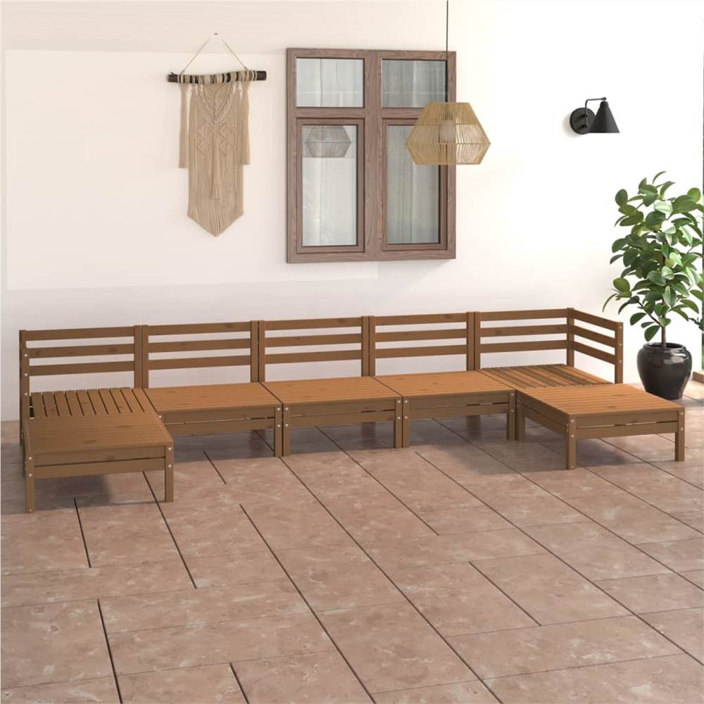 

7 Piece Garden Lounge Set Honey Brown Solid Pinewood