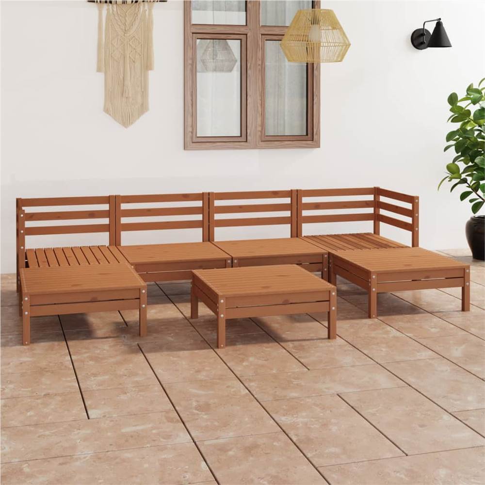 

7 Piece Garden Lounge Set Honey Brown Solid Pinewood