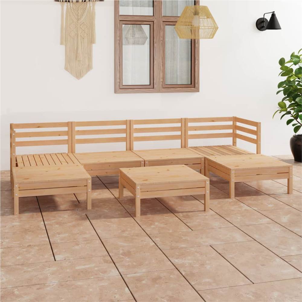

7 Piece Garden Lounge Set Solid Pinewood