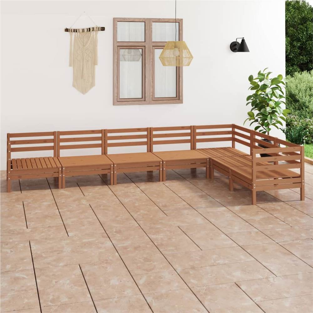 

7 Piece Garden Lounge Set Solid Pinewood Honey Brown