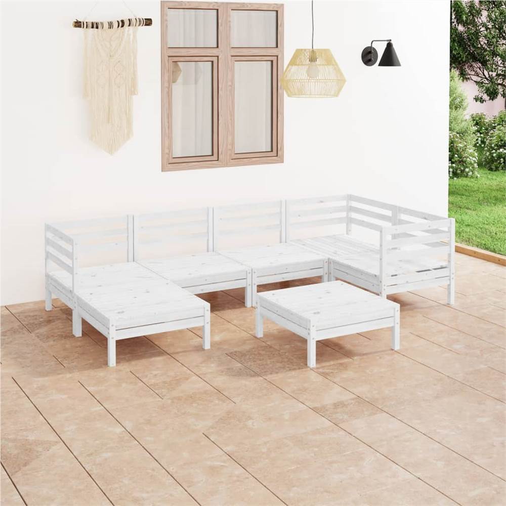 

7 Piece Garden Lounge Set Solid Pinewood White