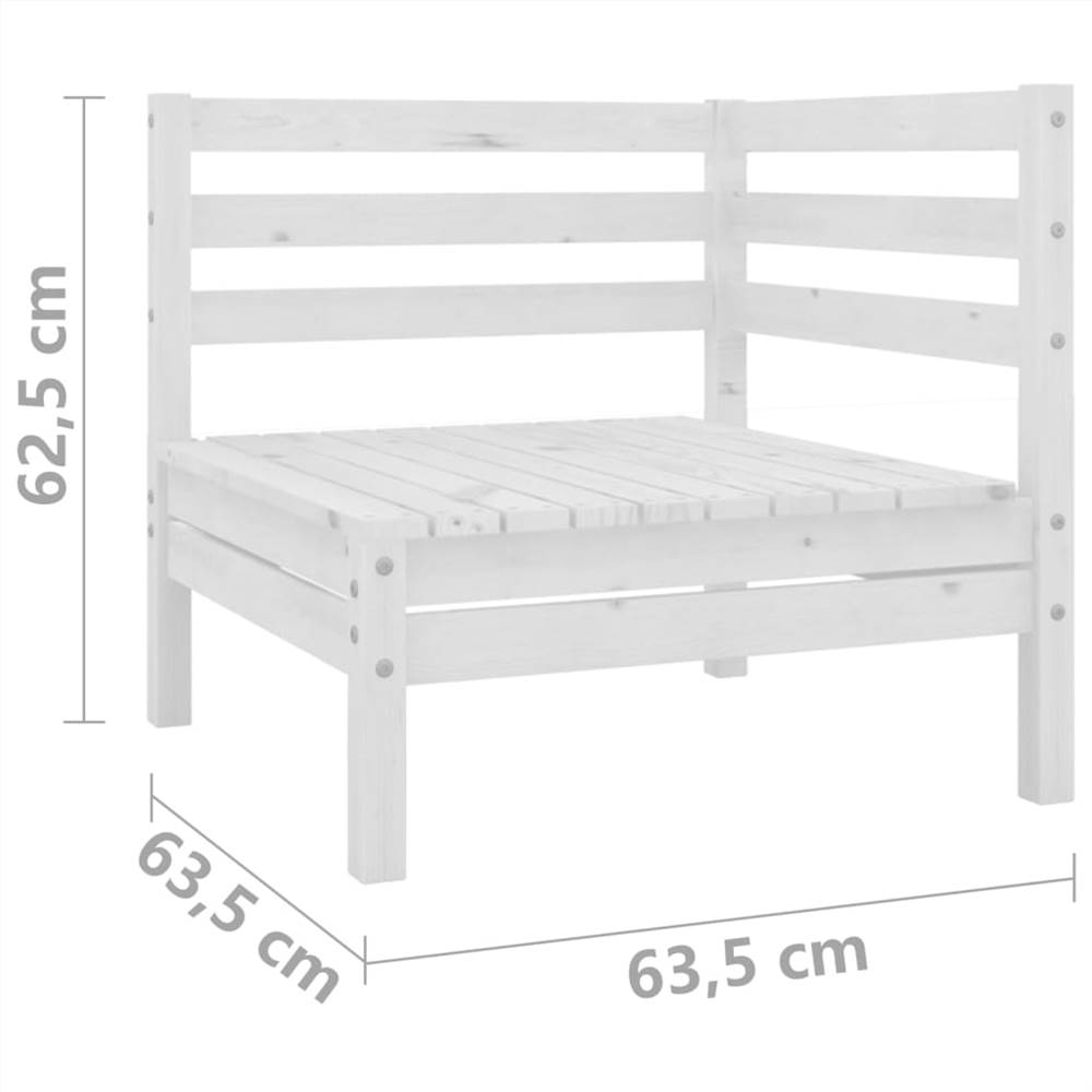 7 Piece Garden Lounge Set White Solid Pinewood