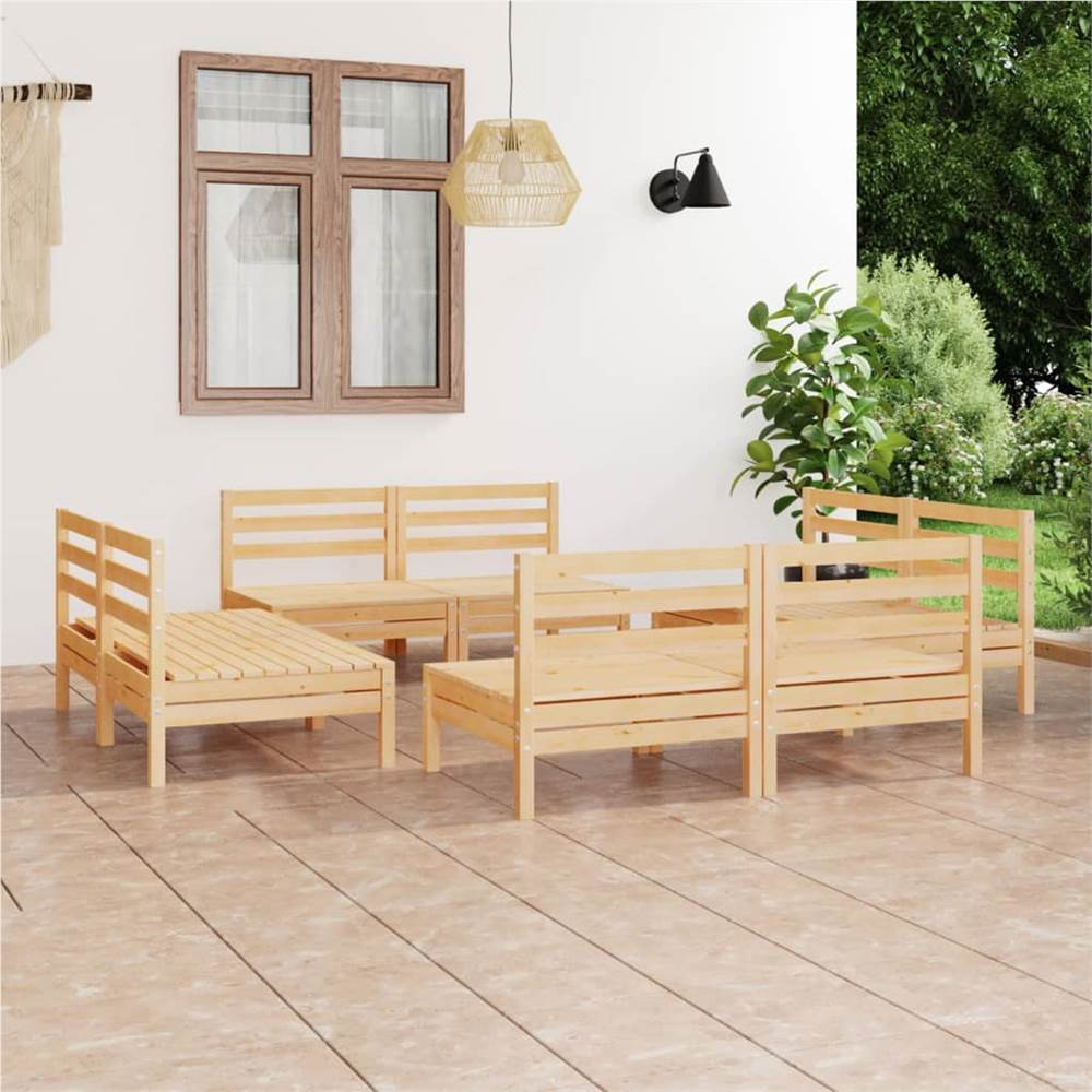 

8 Piece Garden Lounge Set Solid Pinewood