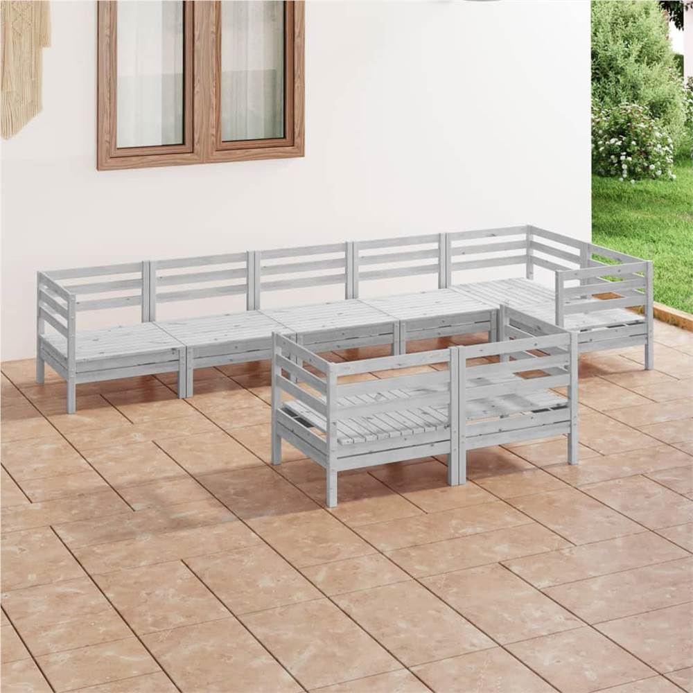 

8 Piece Garden Lounge Set Solid Pinewood Grey