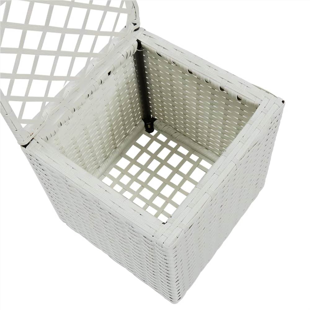 Trellis Raised Bed with 1 Pot 30x30x107 cm Poly Rattan White