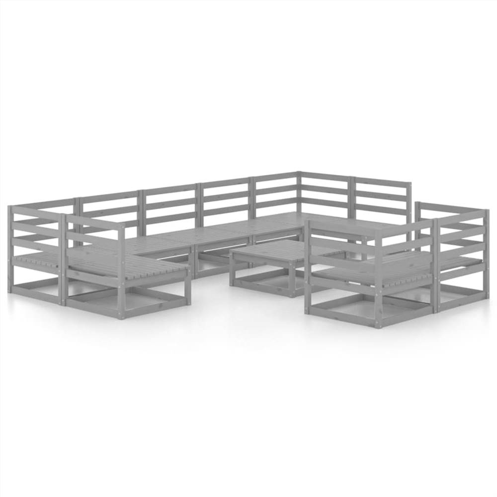 

10 Piece Garden Lounge Set Solid Pinewood