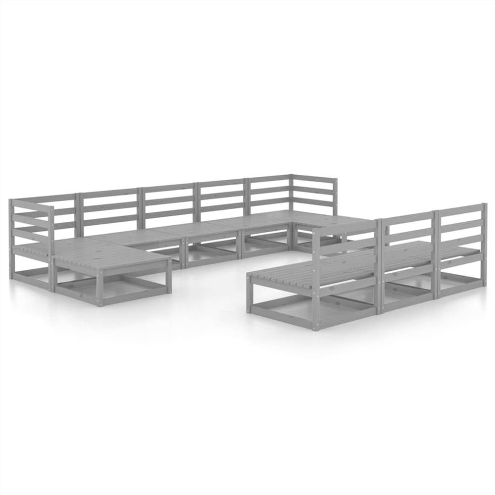 

10 Piece Garden Lounge Set Solid Pinewood
