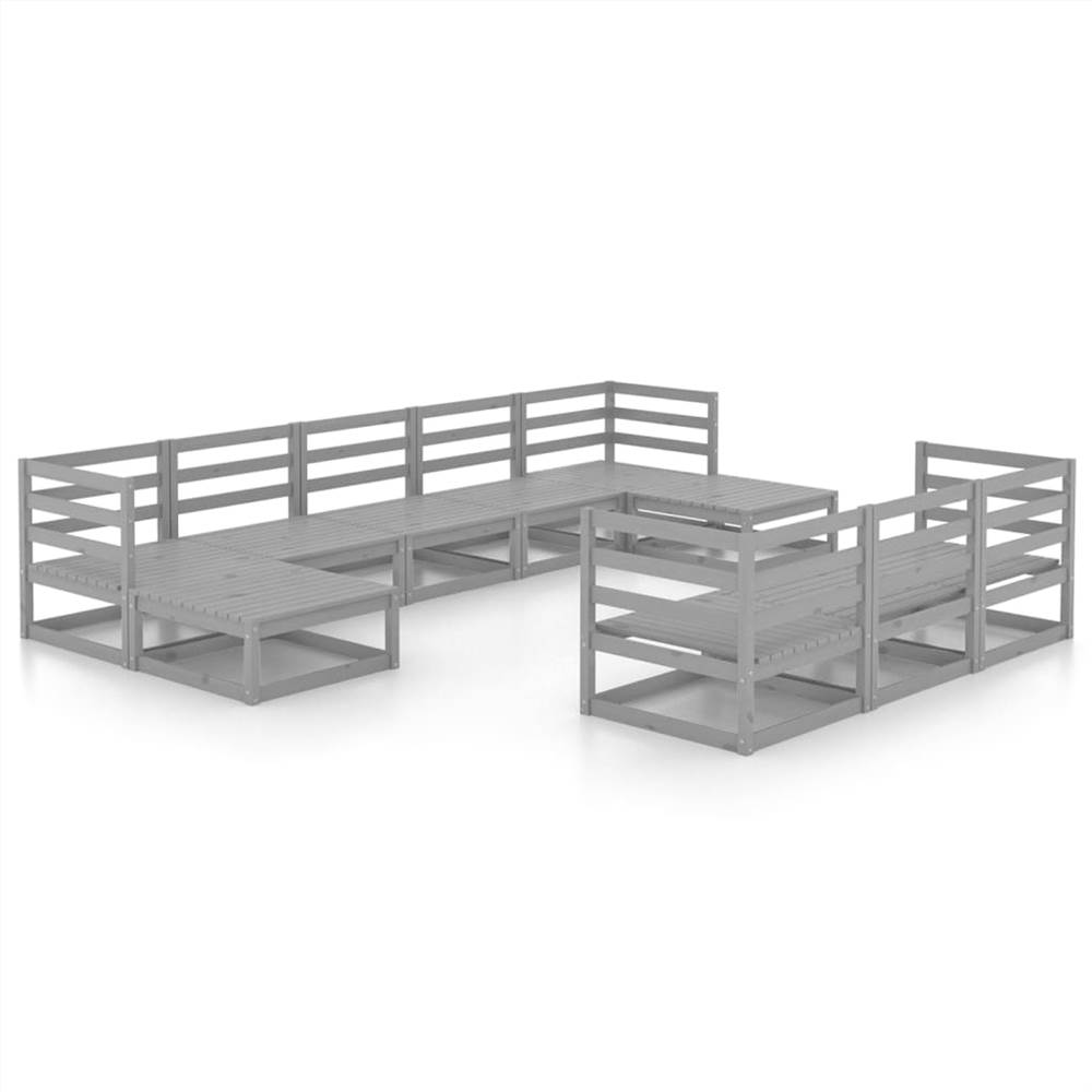 

10 Piece Garden Lounge Set Solid Pinewood