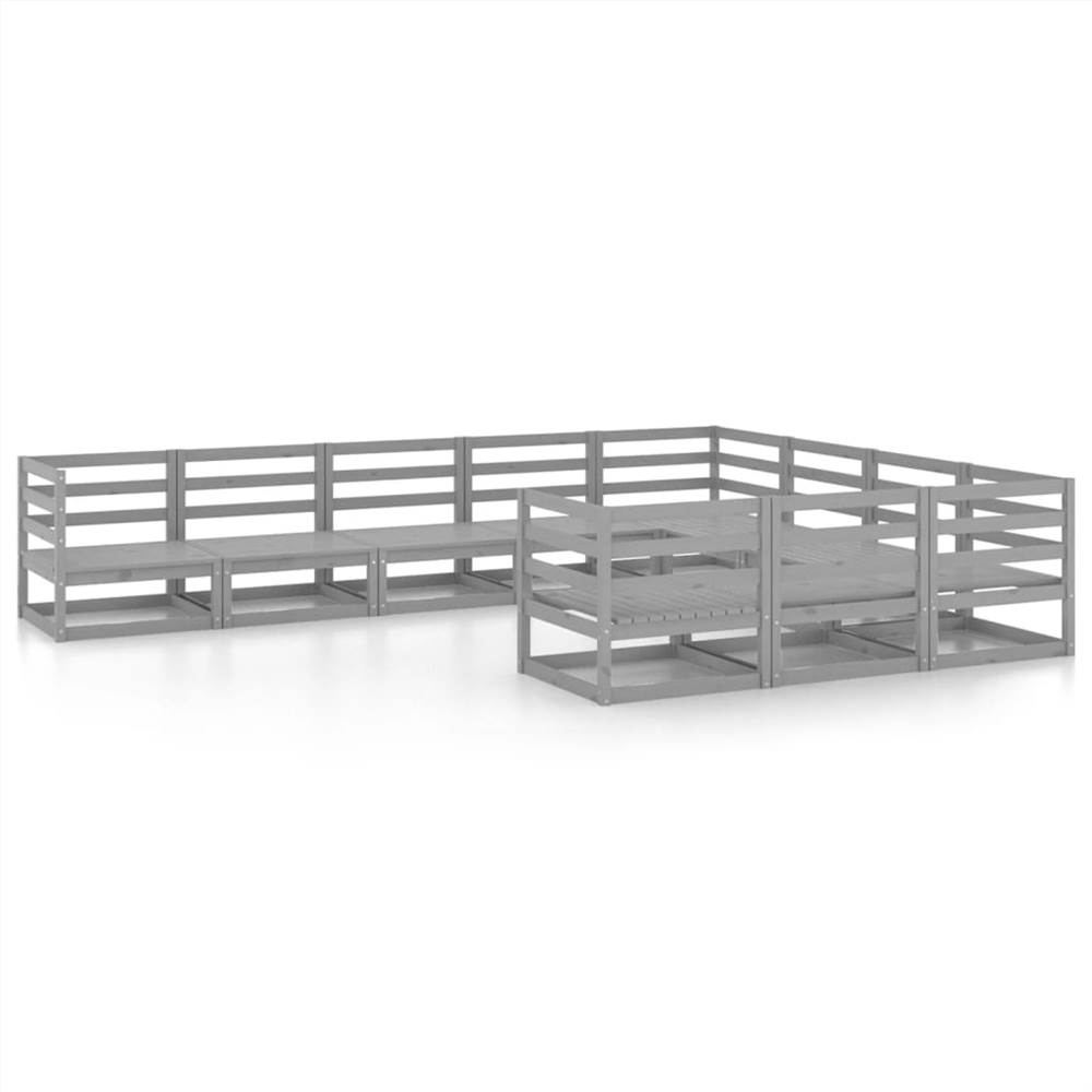 

10 Piece Garden Lounge Set Solid Pinewood