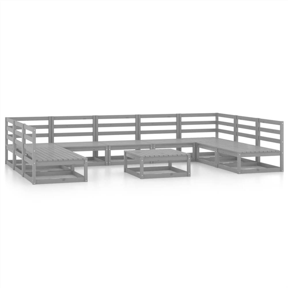 

10 Piece Garden Lounge Set Solid Pinewood