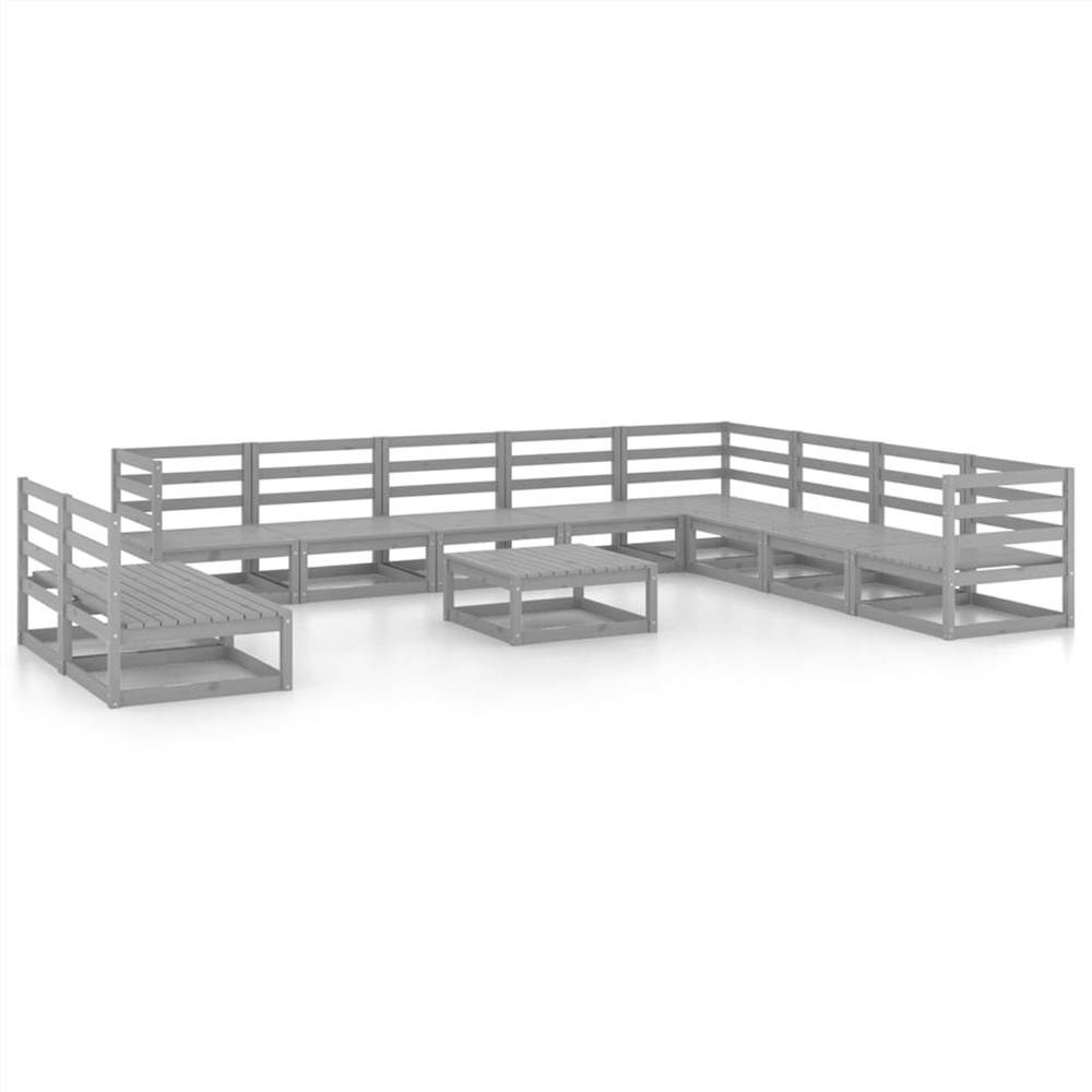 

11 Piece Garden Lounge Set Grey Solid Pinewood