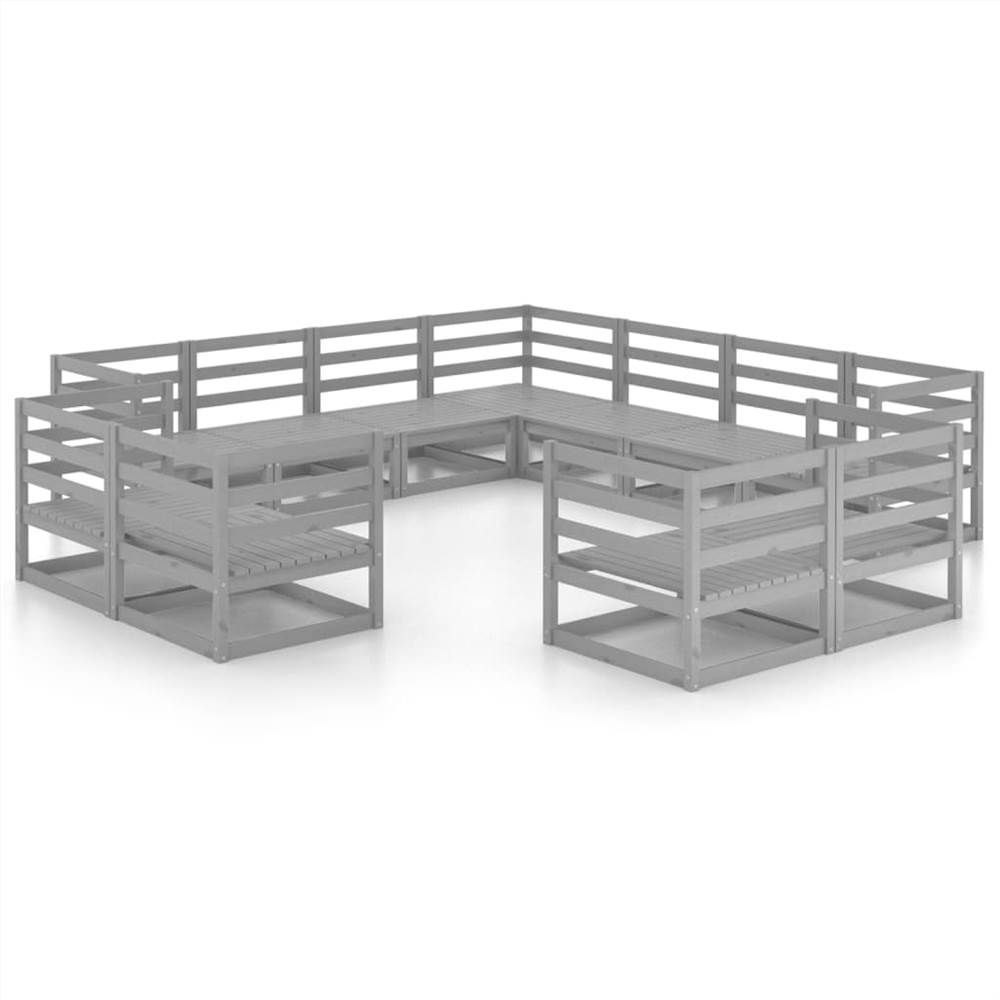 

11 Piece Garden Lounge Set Grey Solid Pinewood