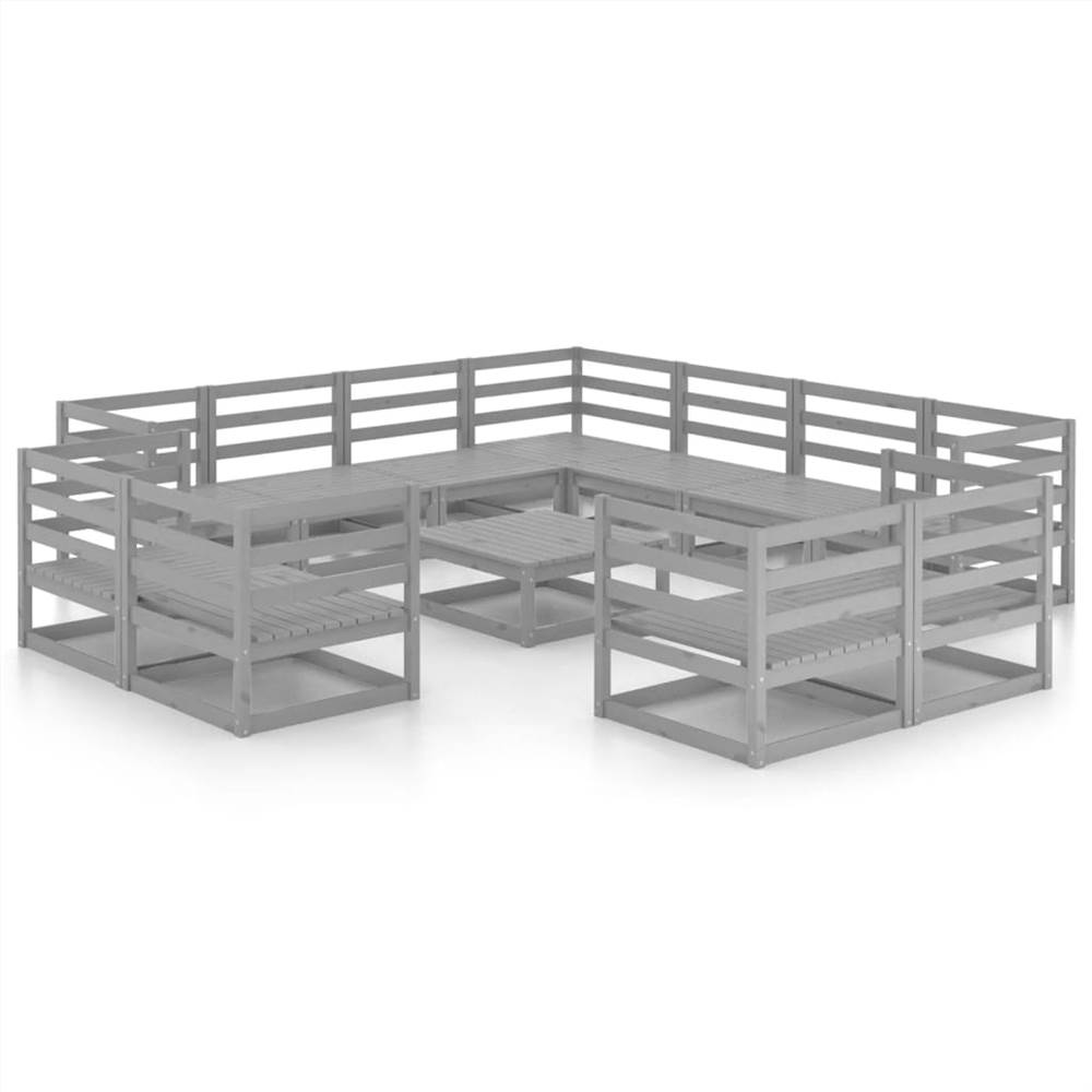 

12 Piece Garden Lounge Set Grey Solid Pinewood