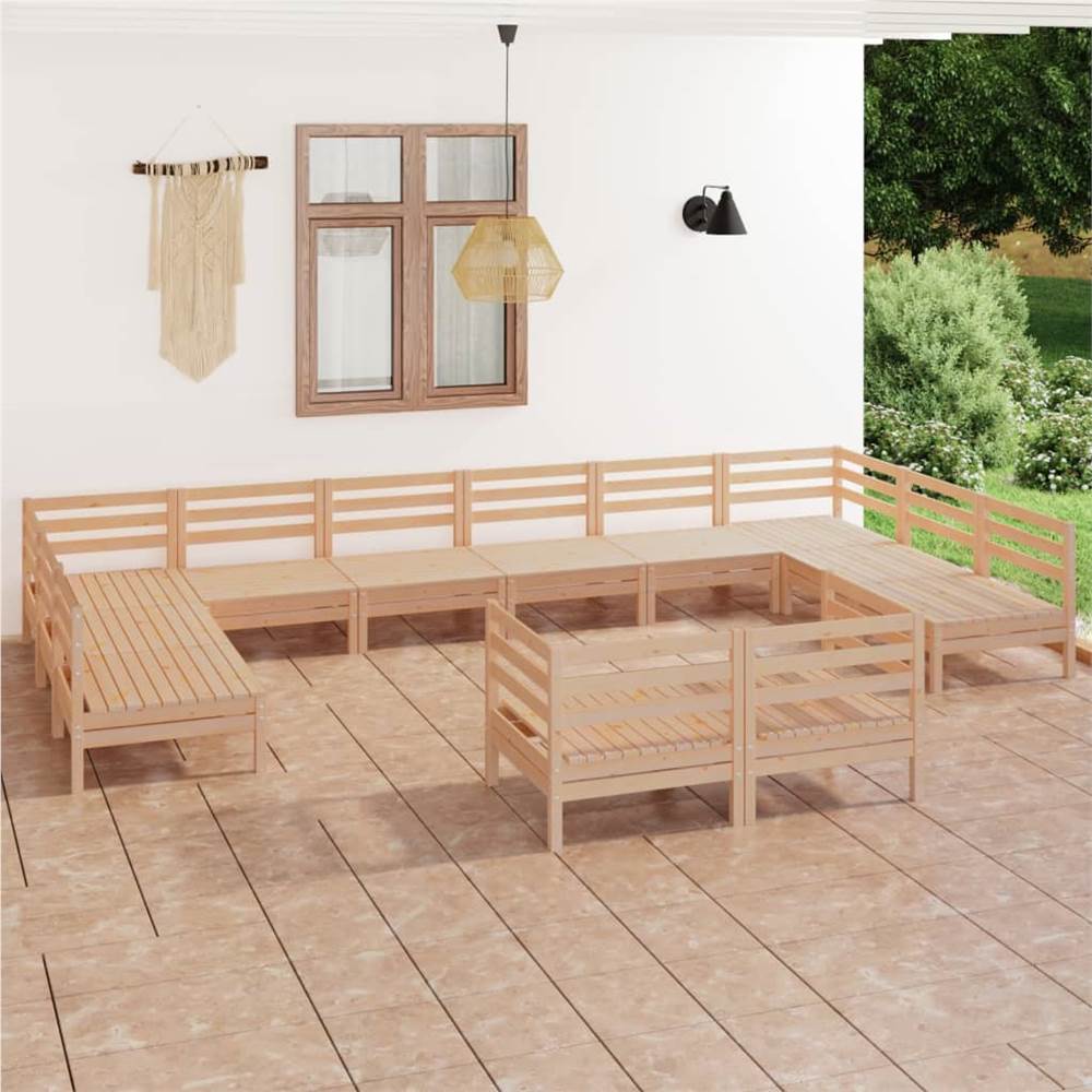 

12 Piece Garden Lounge Set Solid Pinewood