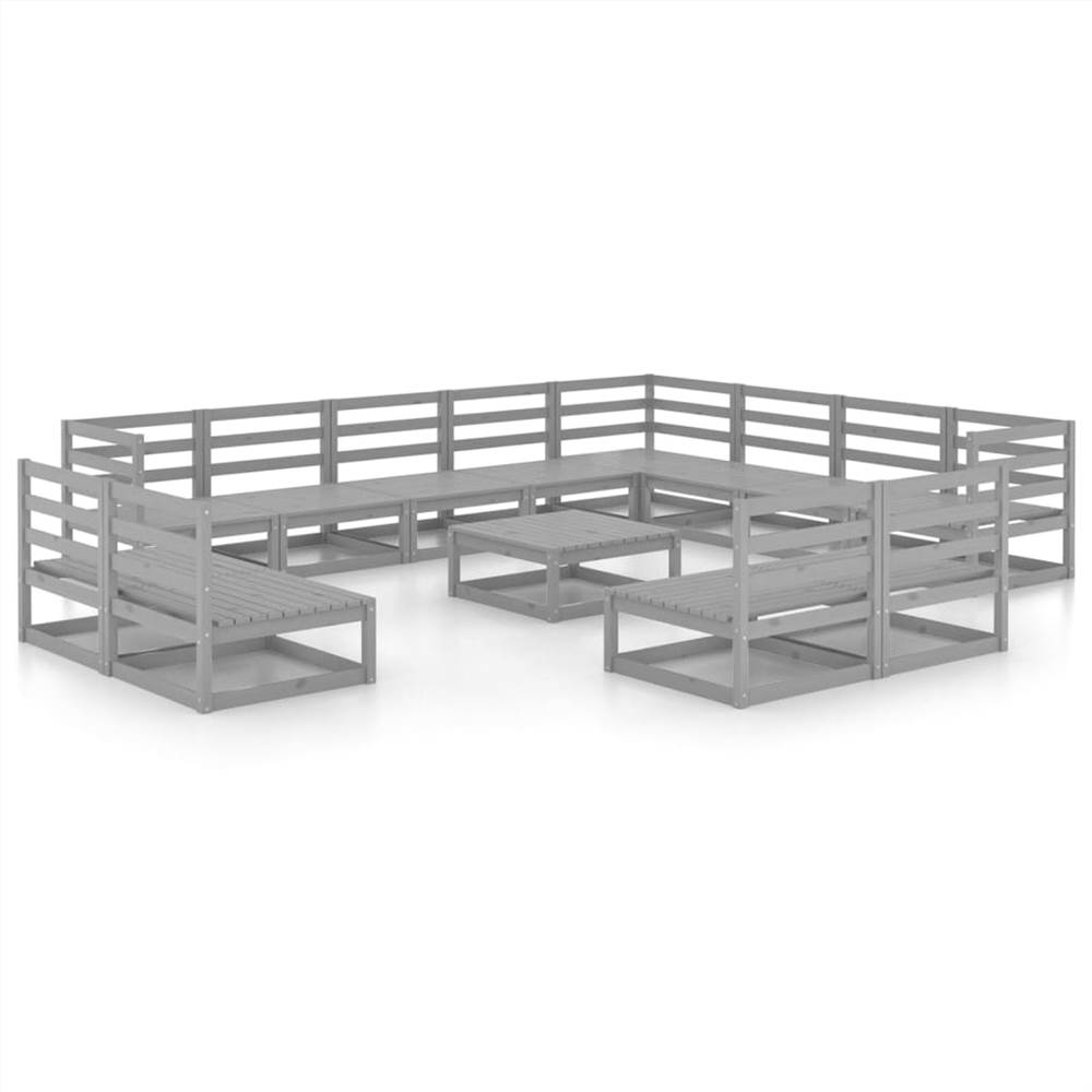 

13 Piece Garden Lounge Set Grey Solid Pinewood