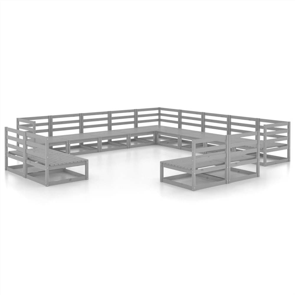 

13 Piece Garden Lounge Set Grey Solid Pinewood