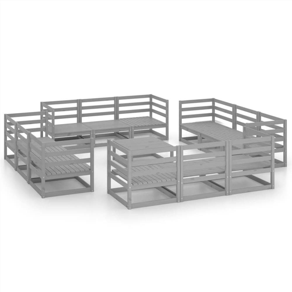 

13 Piece Garden Lounge Set Grey Solid Pinewood