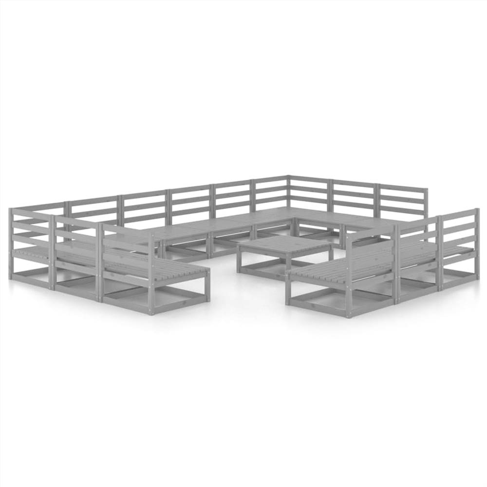 

14 Piece Garden Lounge Set Solid Pinewood