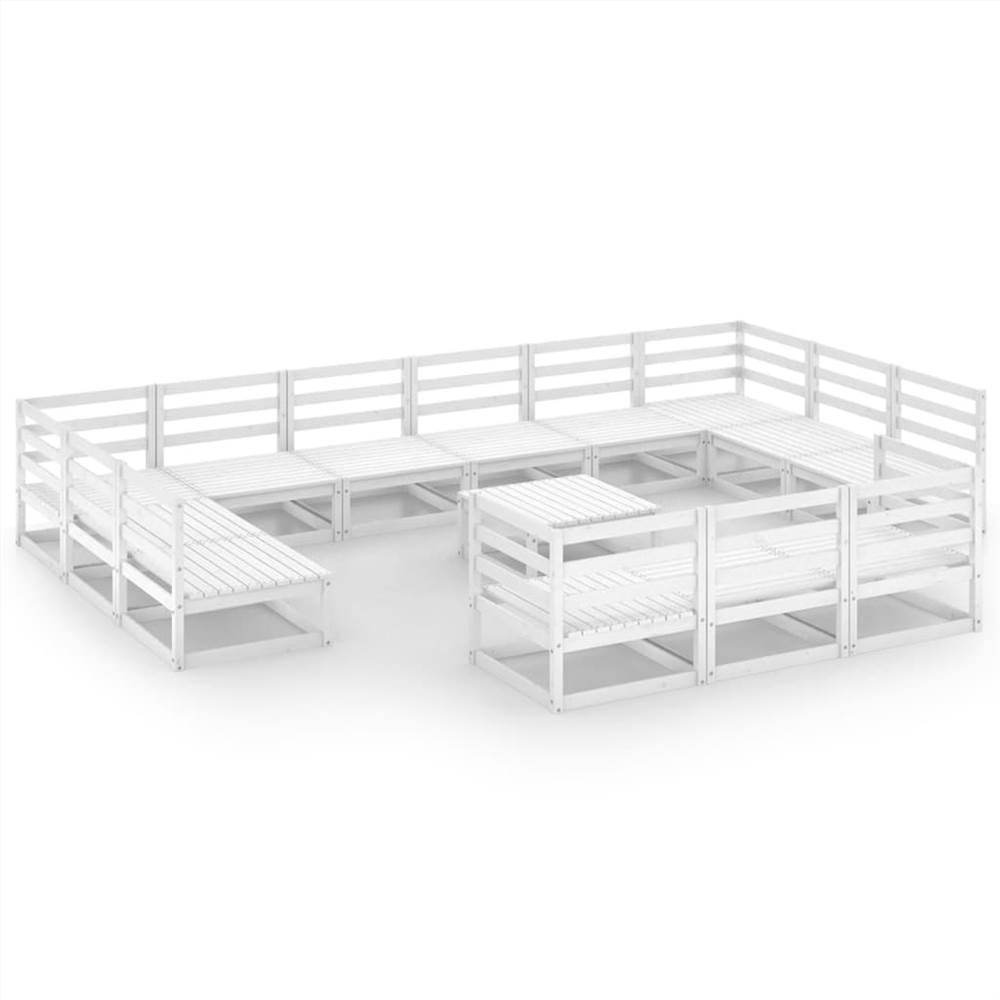 

14 Piece Garden Lounge Set Solid Pinewood