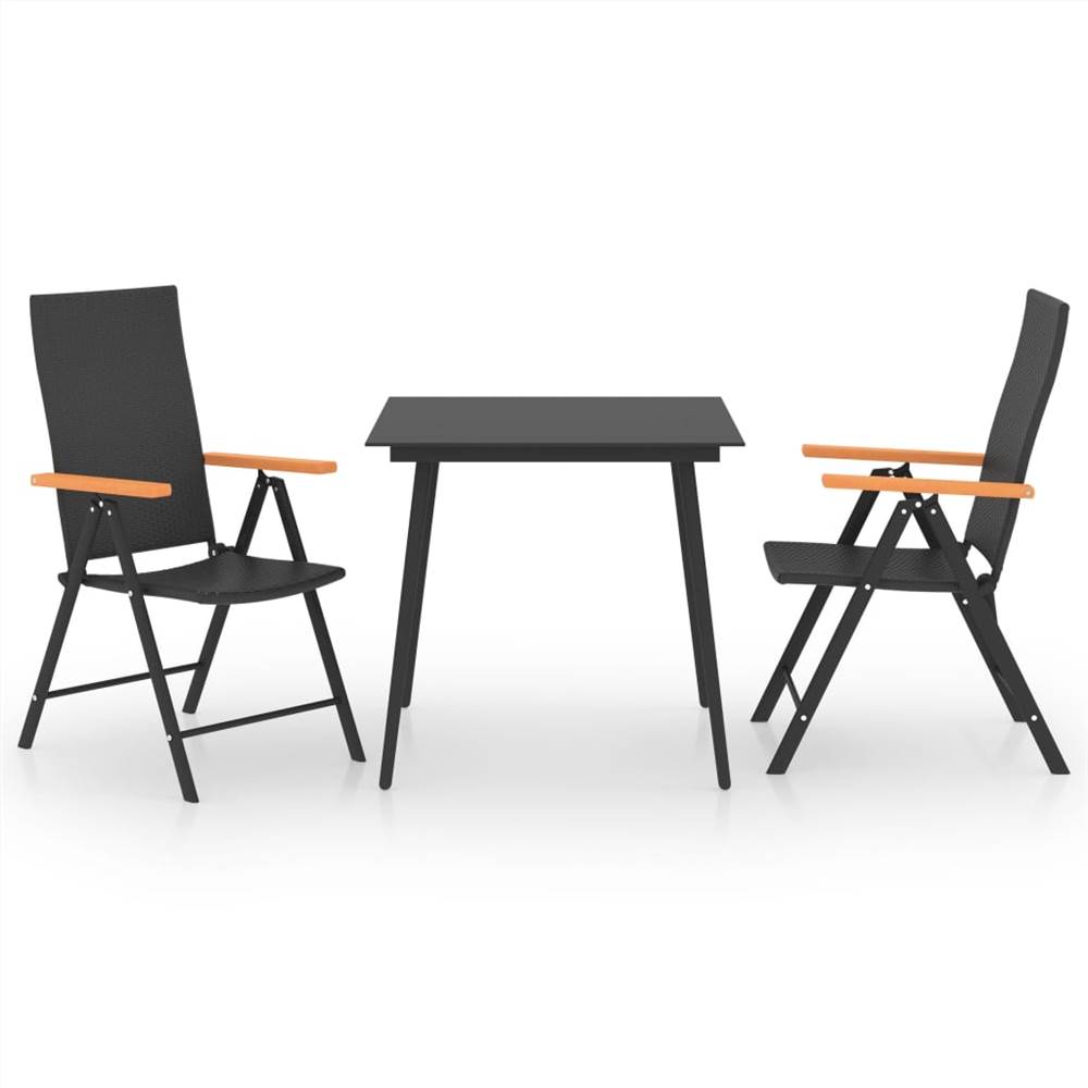 

3 Piece Garden Dining Set Black and Brown