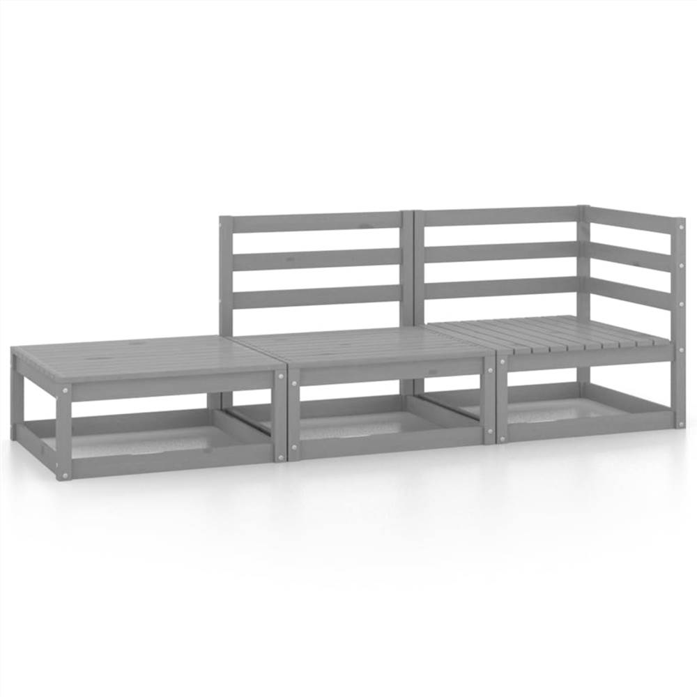 

3 Piece Garden Lounge Set Grey Solid Pinewood