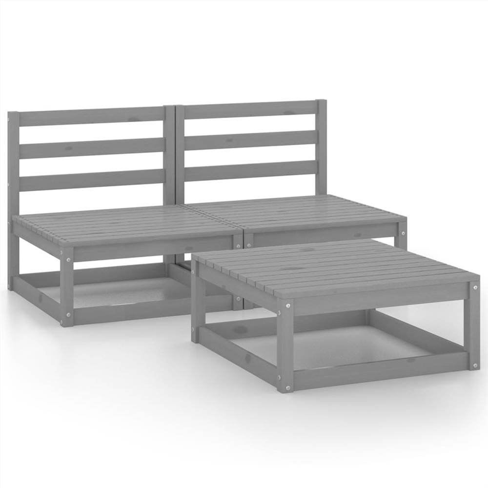 

3 Piece Garden Lounge Set Grey Solid Pinewood