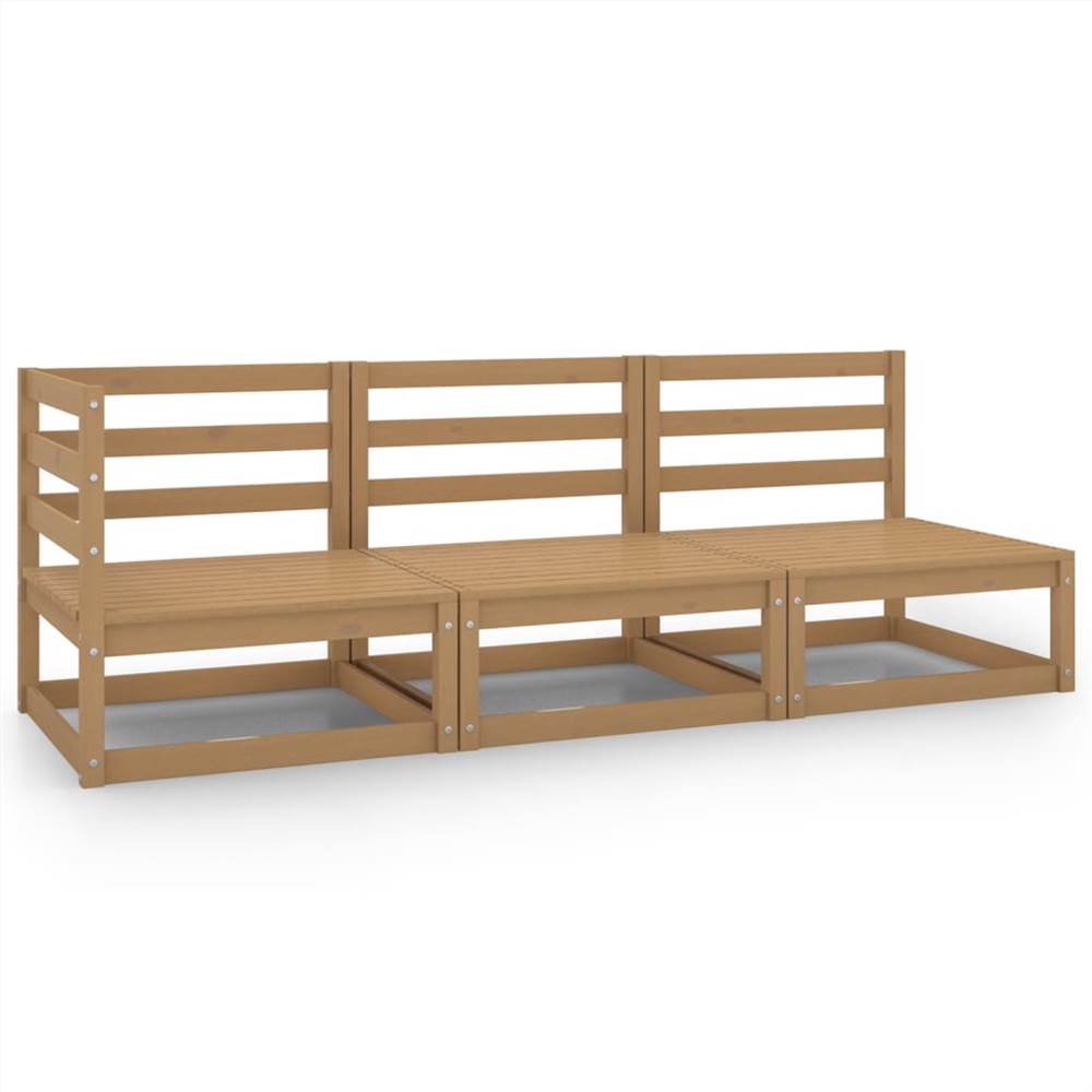 

3 Piece Garden Lounge Set Honey Brown Solid Pinewood