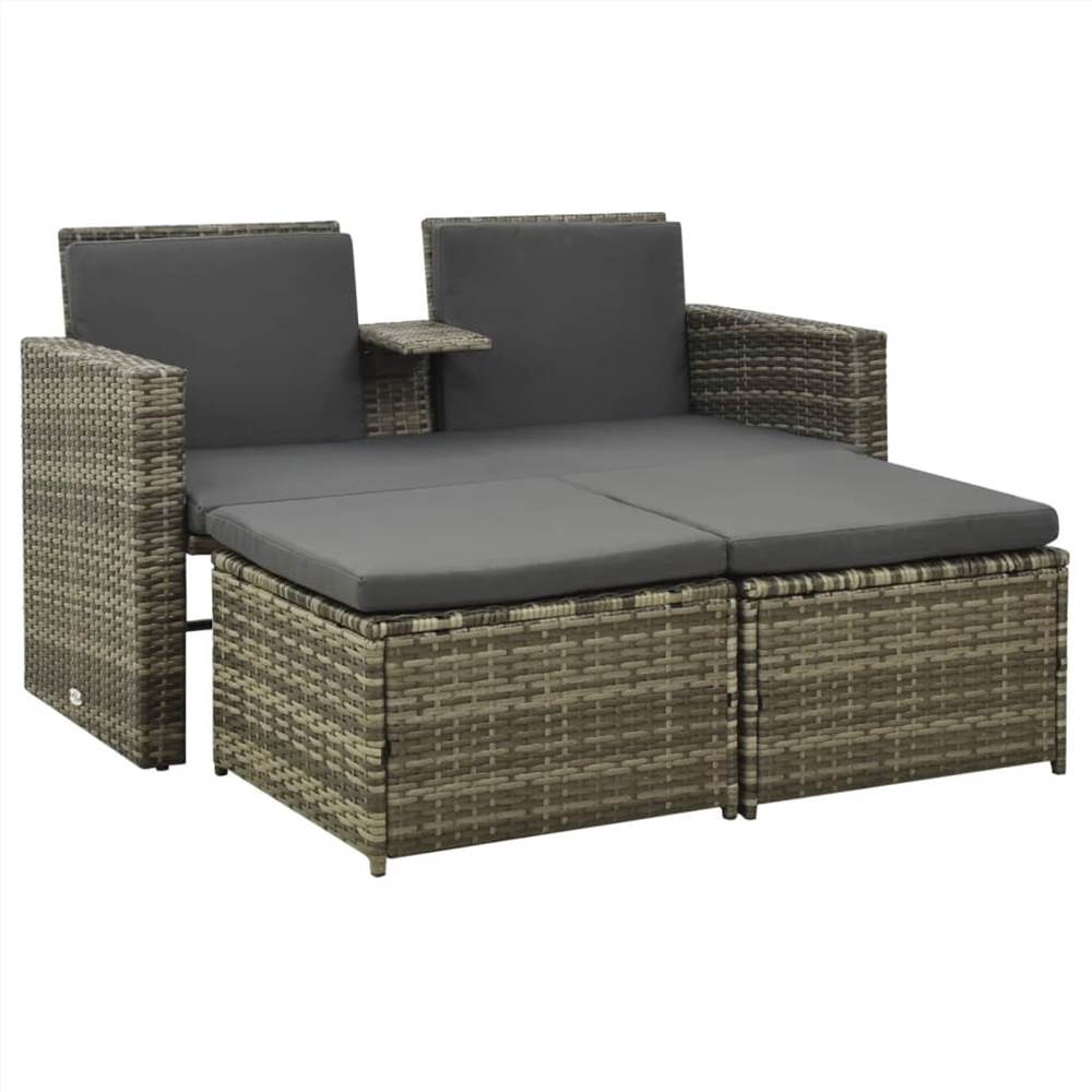 

3 Piece Garden Lounge Set with Cushions Poly Rattan Grey