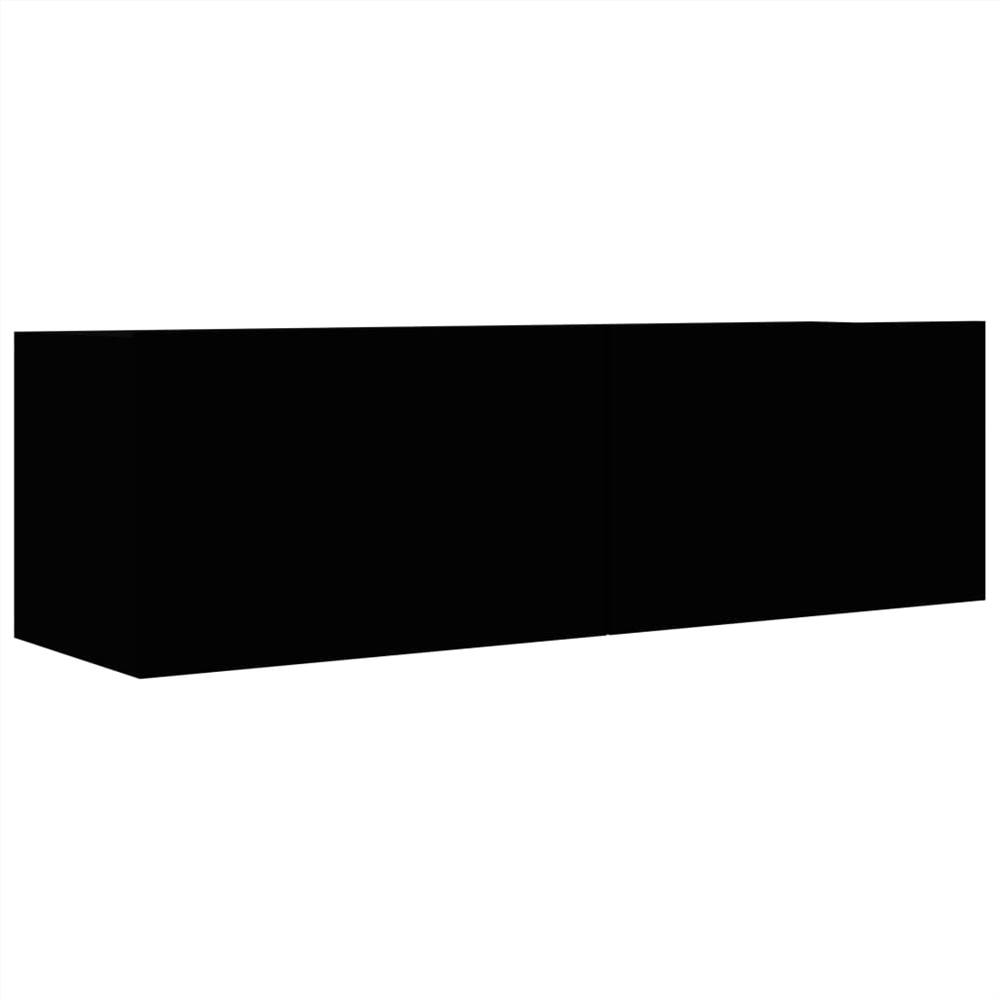 3 Piece TV Cabinet Set Black Chipboard