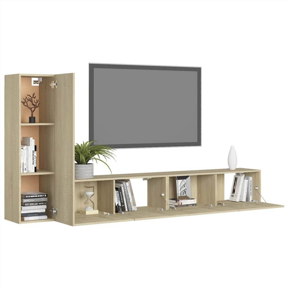 3 Piece TV Cabinet Set Sonoma Oak Chipboard 14 3 Piece TV Cabinet Set Sonoma Oak Chipboard