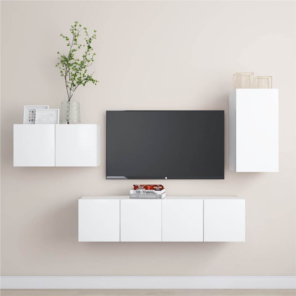

3078677 4 Piece TV Cabinet Set White Chipboard (804510+803326)