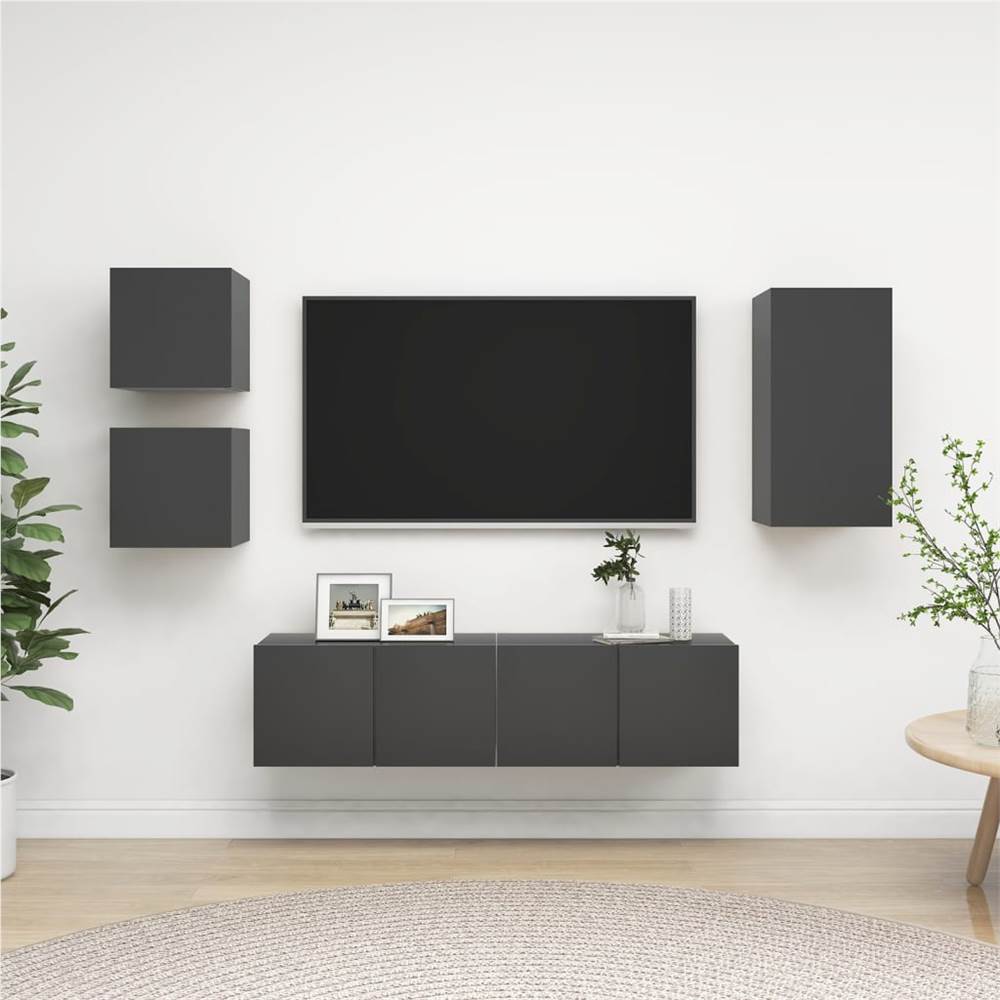 

3078905 5 Piece TV Cabinet Set Grey Chipboard (804488+803330+804515)