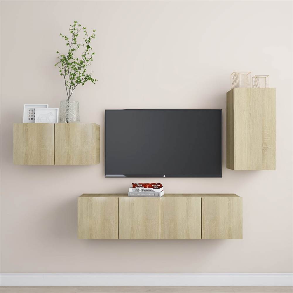 

3078992 4 Piece TV Cabinet Set Sonoma Oak Chipboard (804519+803332)