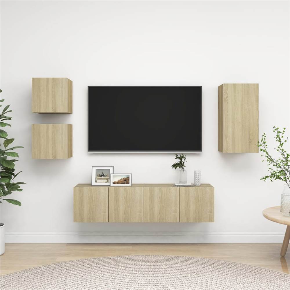 

3079010 5 Piece TV Cabinet Set Sonoma Oak Chipboard (804491+803332+804518)