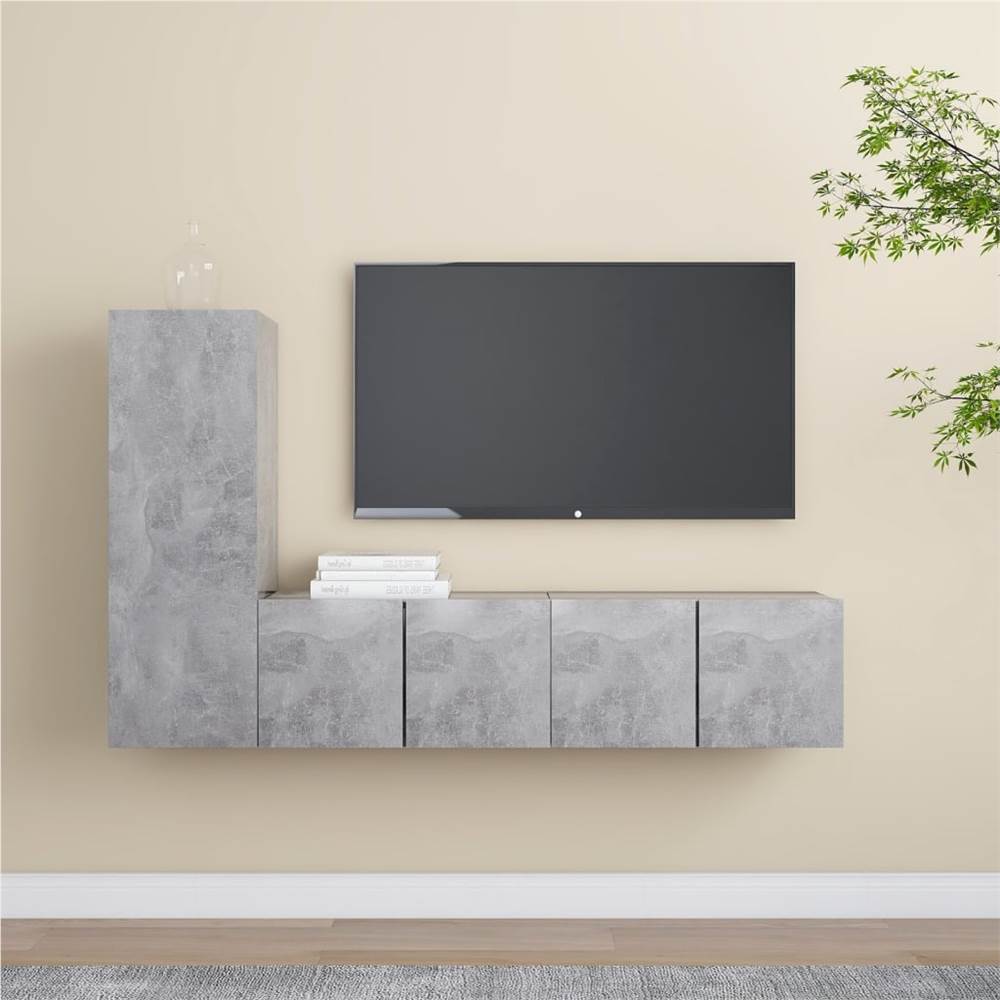 

3079093 3 Piece TV Cabinet Set Concrete Grey Chipboard (804521+803352)