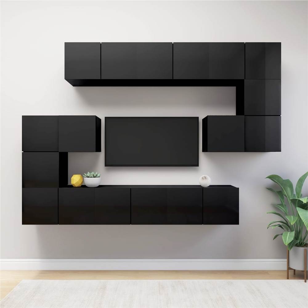 

3079459 10 Piece TV Cabinet Set High Gloss Black Chipboard (2x804531+1x804530+1x804503)