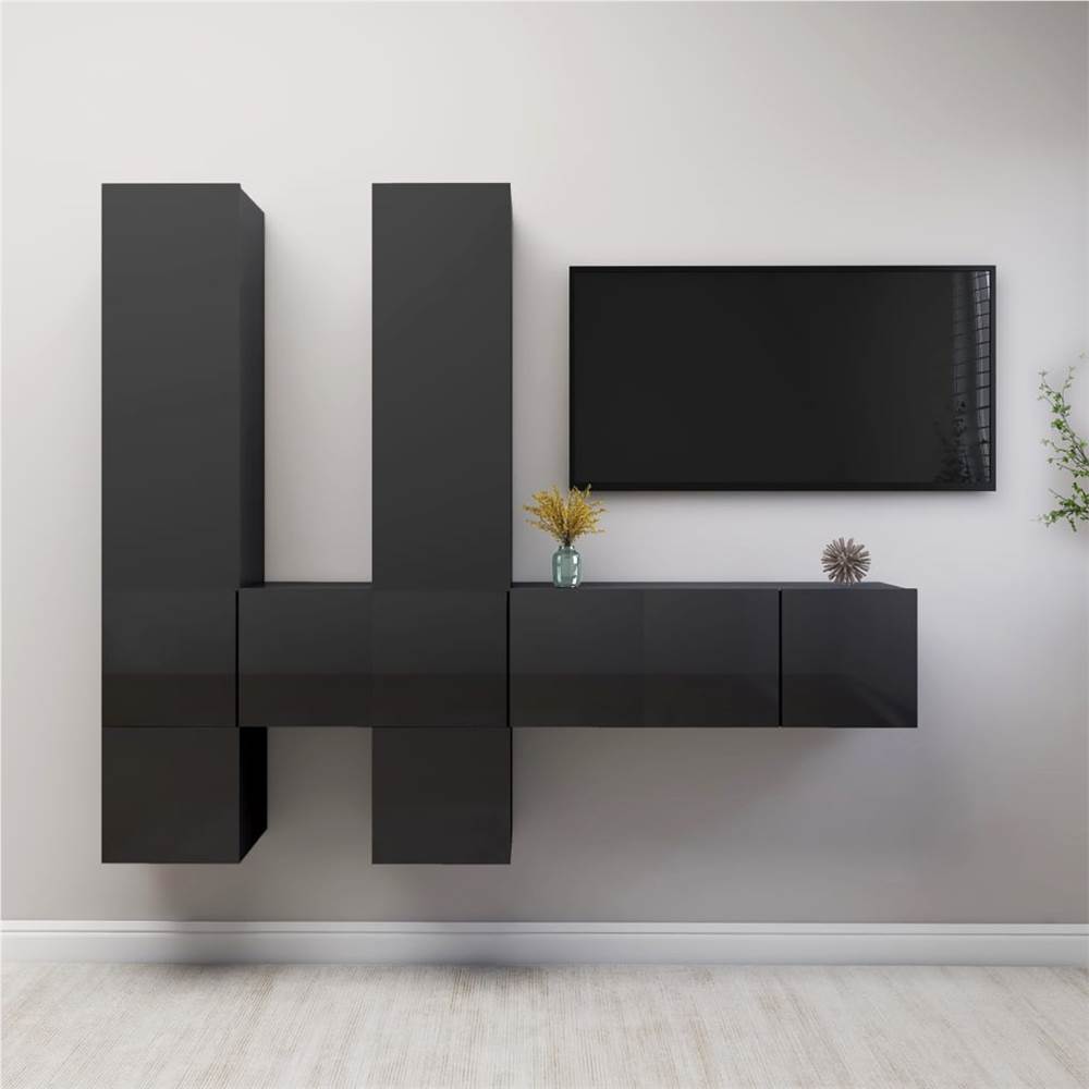 

3079558 7 Piece TV Cabinet Set High Gloss Grey Chipboard (804506+803361+804534)