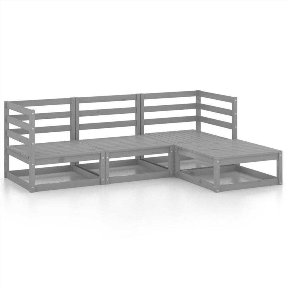 

4 Piece Garden Lounge Set Grey Solid Pinewood