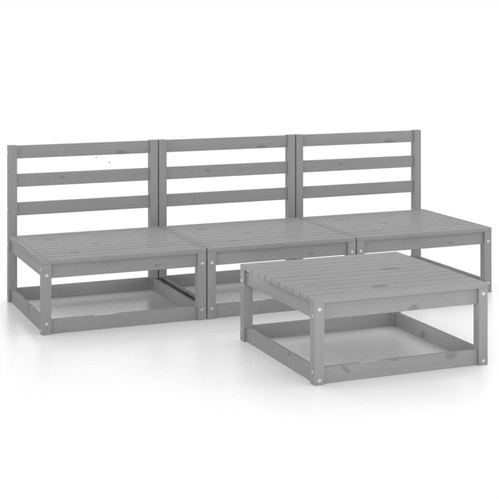 

4 Piece Garden Lounge Set Grey Solid Pinewood