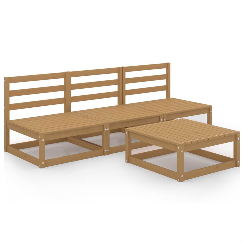 

4 Piece Garden Lounge Set Honey Brown Solid Pinewood