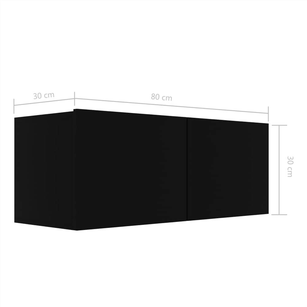 4 Piece TV Cabinet Set Black Chipboard