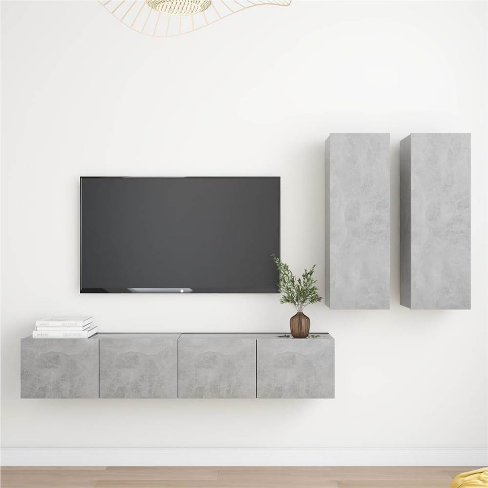 

4 Piece TV Cabinet Set Concrete Grey Chipboard