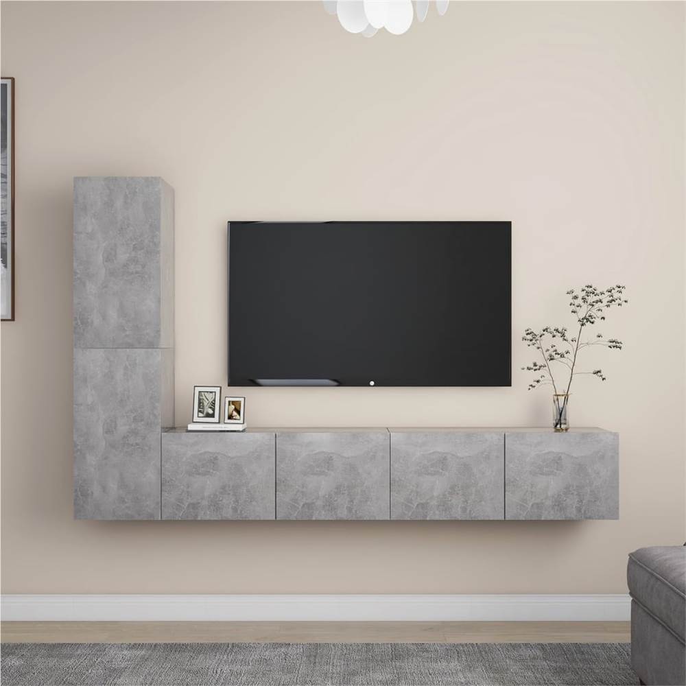 

4 Piece TV Cabinet Set Concrete Grey Chipboard