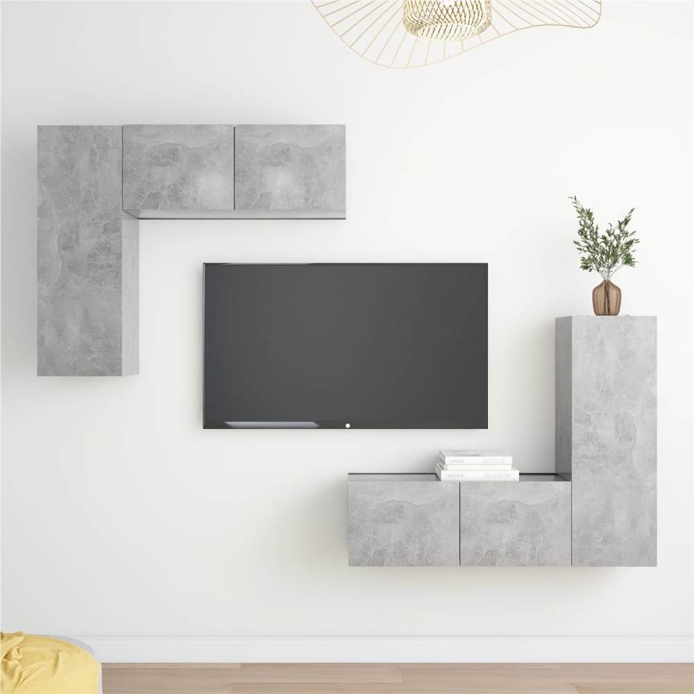 

4 Piece TV Cabinet Set Concrete Grey Chipboard