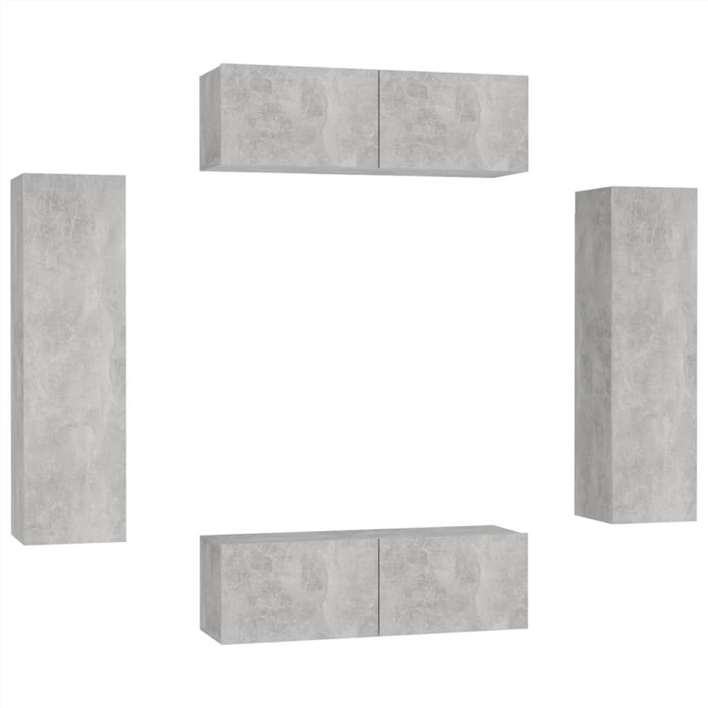 Piece Tv Cabinet Set Concrete Grey Chipboard