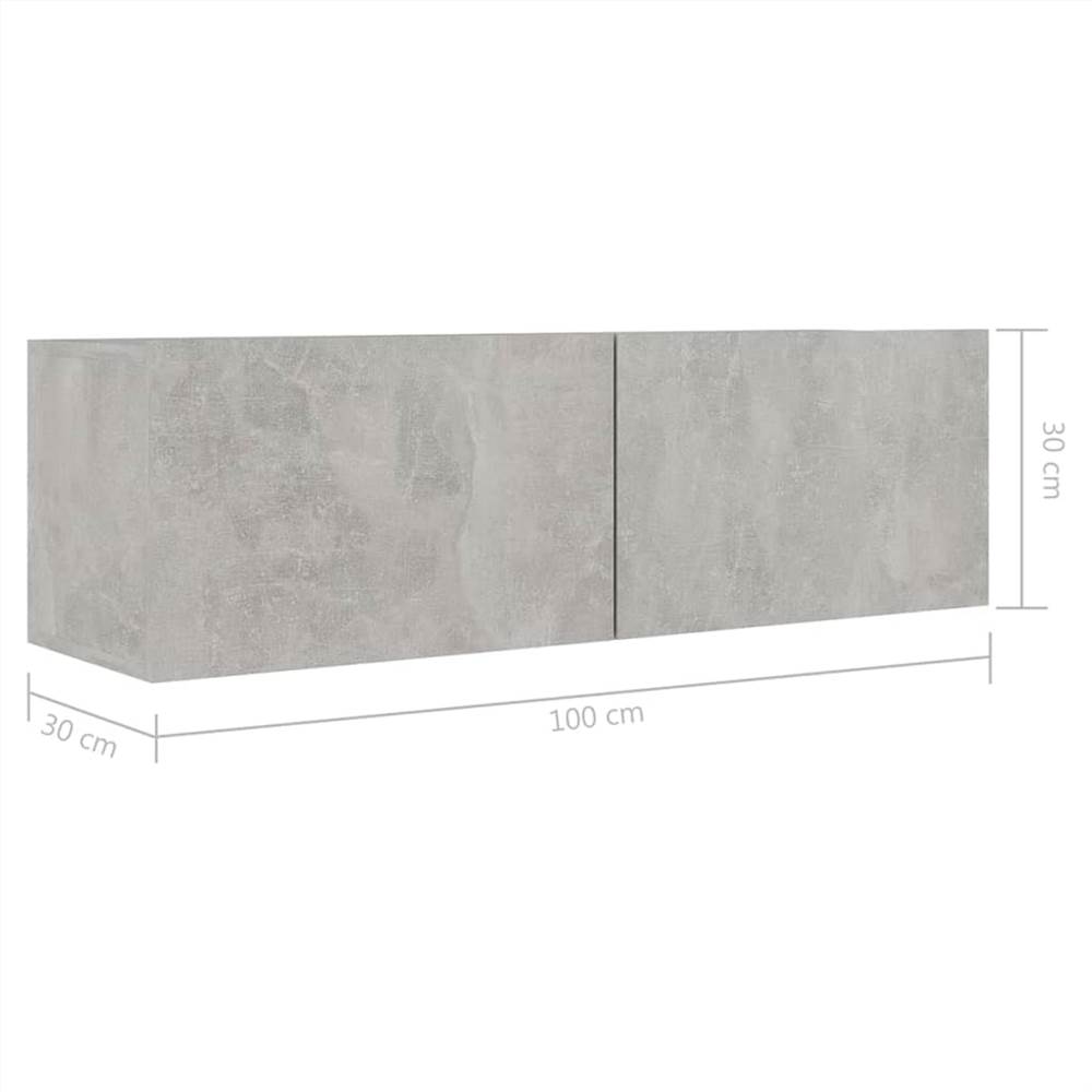 4 Piece TV Cabinet Set Concrete Grey Chipboard
