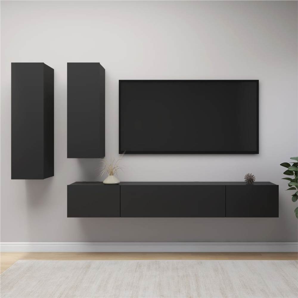 

4 Piece TV Cabinet Set Grey Chipboard