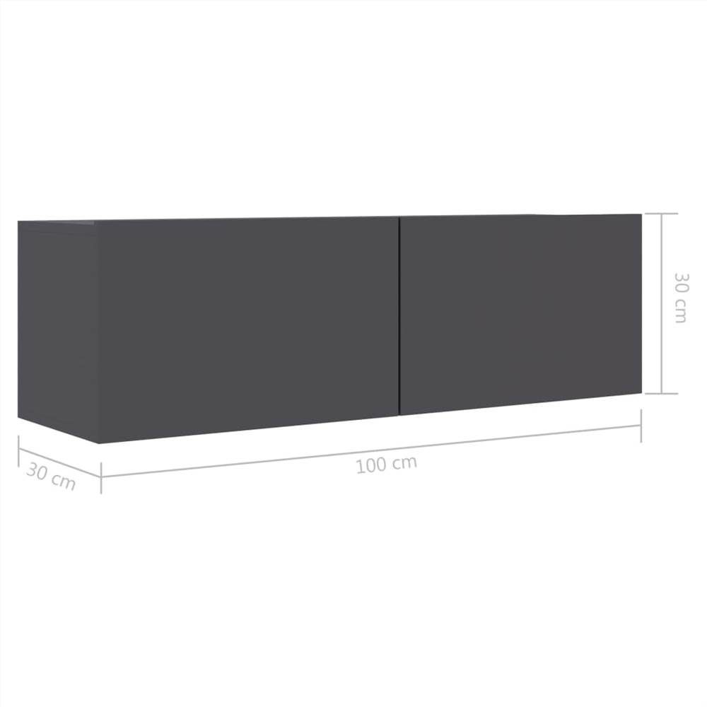 4 Piece TV Set Grey Chipboard