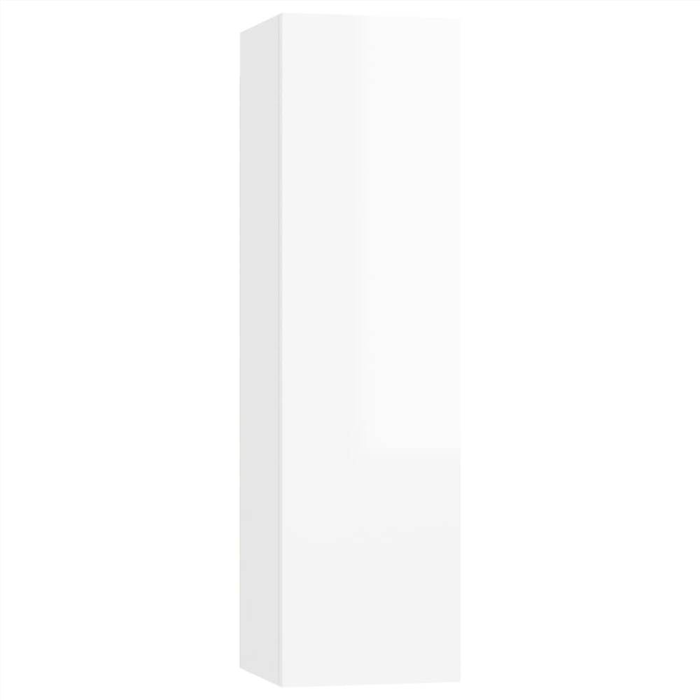 4 Piece TV Cabinet Set High Gloss White Chipboard 9 4 Piece TV Cabinet Set High Gloss White Chipboard