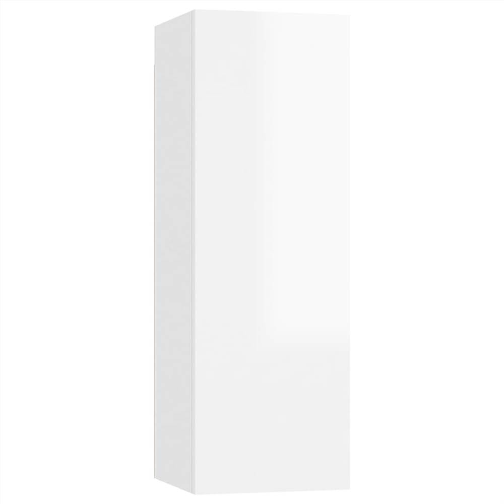 4 Piece TV Cabinet Set High Gloss White Chipboard 10 4 Piece TV Cabinet Set High Gloss White Chipboard